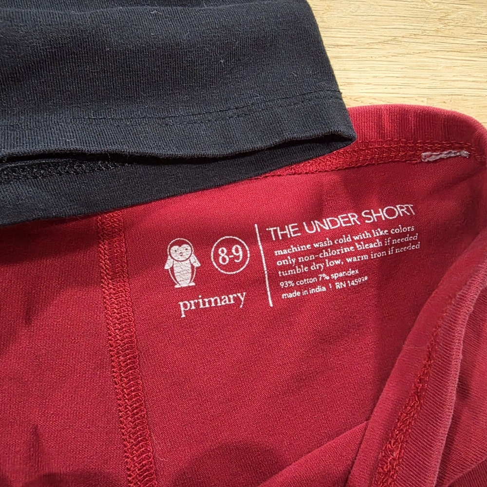 Primary Kids Under Shorts 8 Pack - Red, Black, Navy, Gray, White Sz 8/9 EUC - Picture 13 of 17